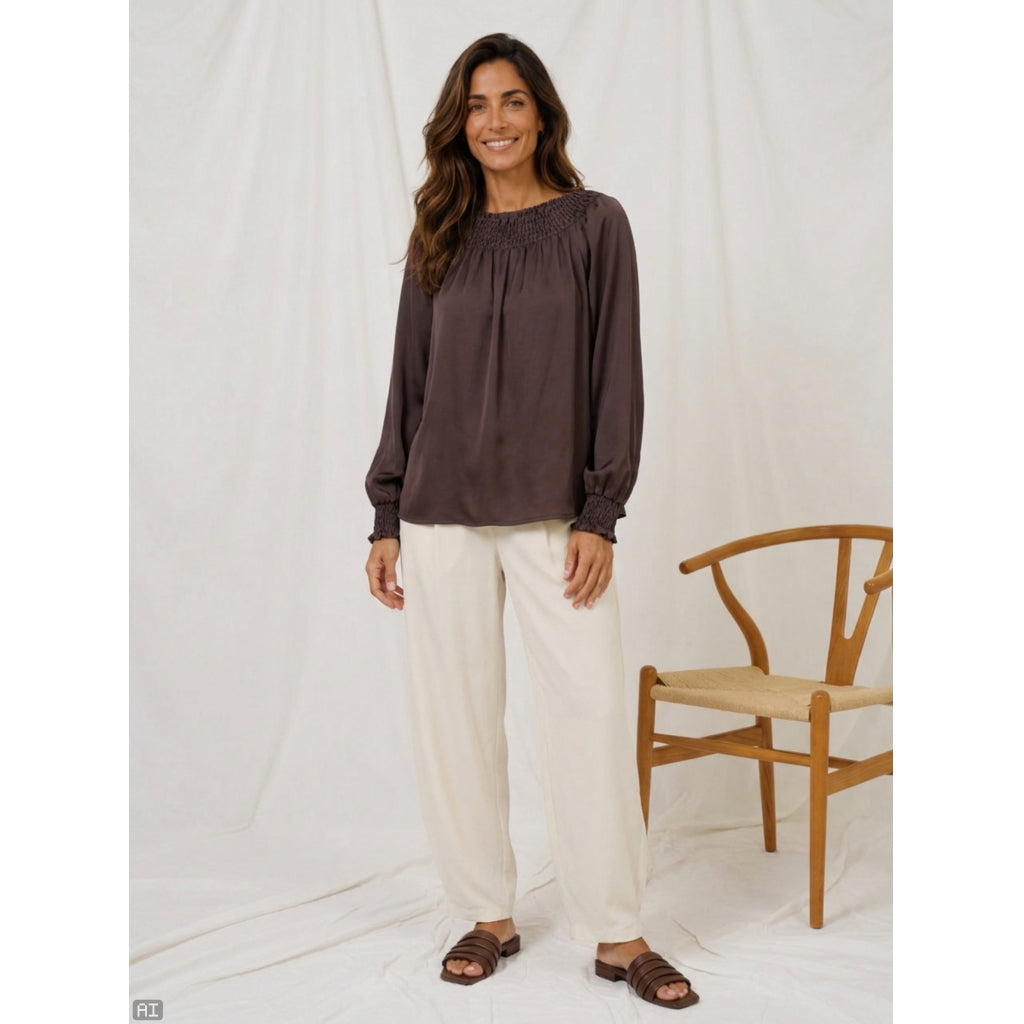 MARTA DU CHATEAU MArta du Chateau Dam Blus MdcVerona 8943P Blouse Coffee
