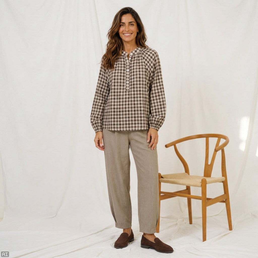 MARTA DU CHATEAU Marta du Chateau Dam Blus MdcZephyr 8787 Blouse Brown6