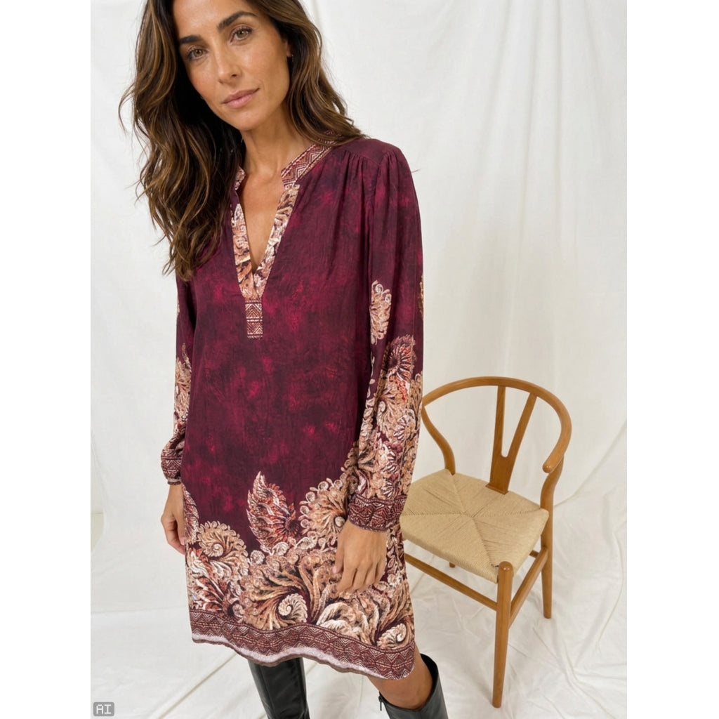 MARTA DU CHATEAU Marta du Chateau Dam Klänning MdcMelona 7474L Dress Bordeaux