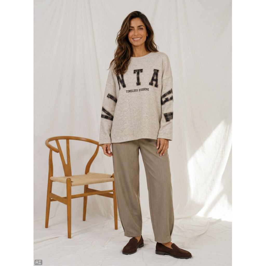 MARTA DU CHATEAU Marta du Chateau Dam Sweatshirt MdcStardust 2784B Sweatshirt Camel