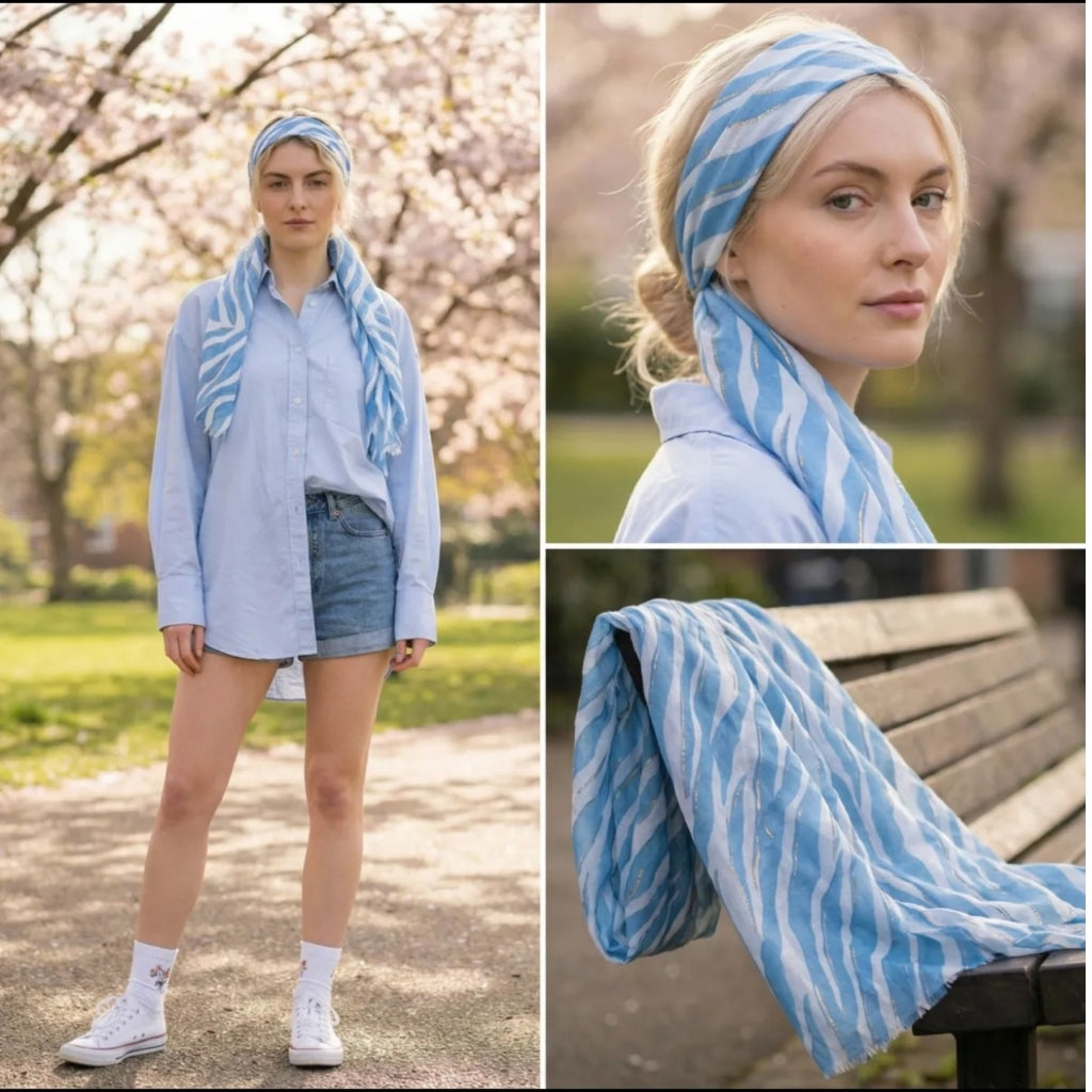MARTA DU CHATEAU Marta du Chateau dam Scarf MdcBarbera FA37240 Scarf Blue