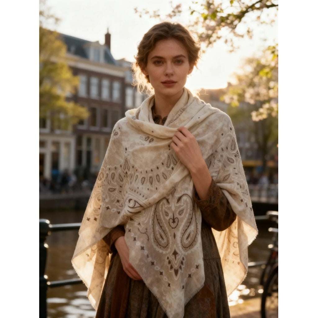 MARTA DU CHATEAU Marta du Chateau dam Scarf MdcDanna FA37254 Scarf Beige/Coffee