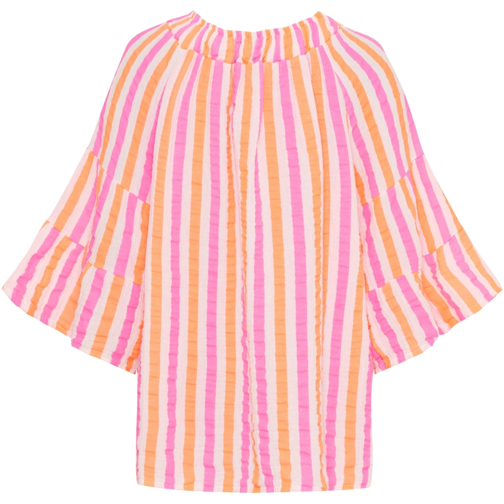 MARTA DU CHATEAU Marta du Chateau dam blus MdcPutte 7316 Shirt Orange/Fuxia Stripe