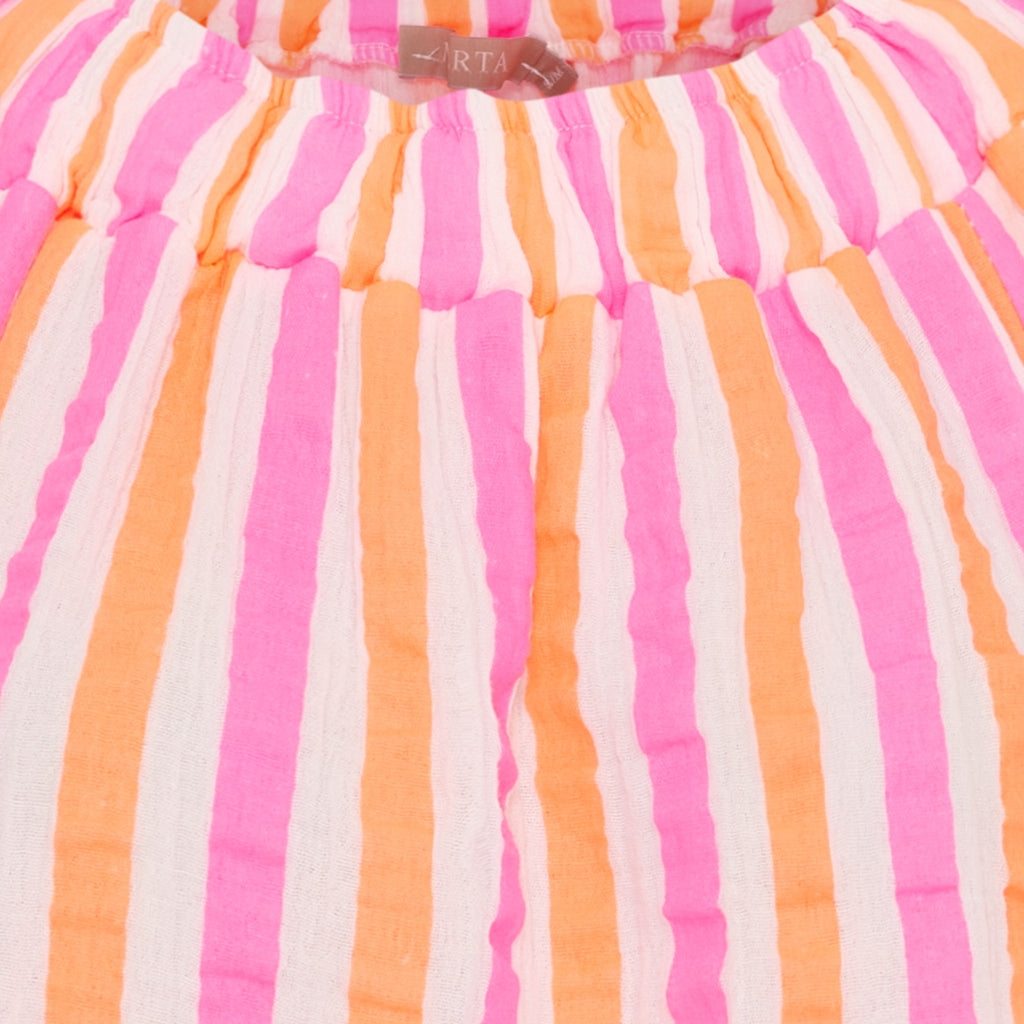 MARTA DU CHATEAU Marta du Chateau dam blus MdcPutte 7316 Shirt Orange/Fuxia Stripe