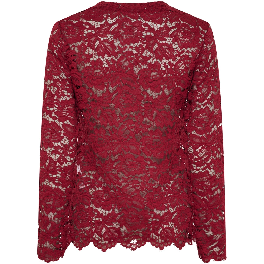 MARTA DU CHATEAU Marta du Chateau dam långärmad spets-t-shirt MdcMilley 7707 LS Tee Bordeaux