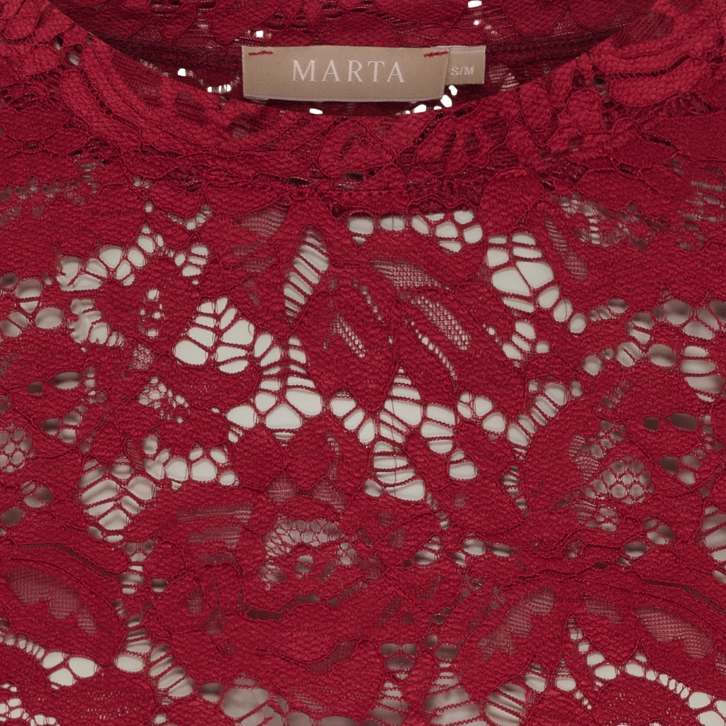 MARTA DU CHATEAU Marta du Chateau dam långärmad spets-t-shirt MdcMilley 7707 LS Tee Bordeaux