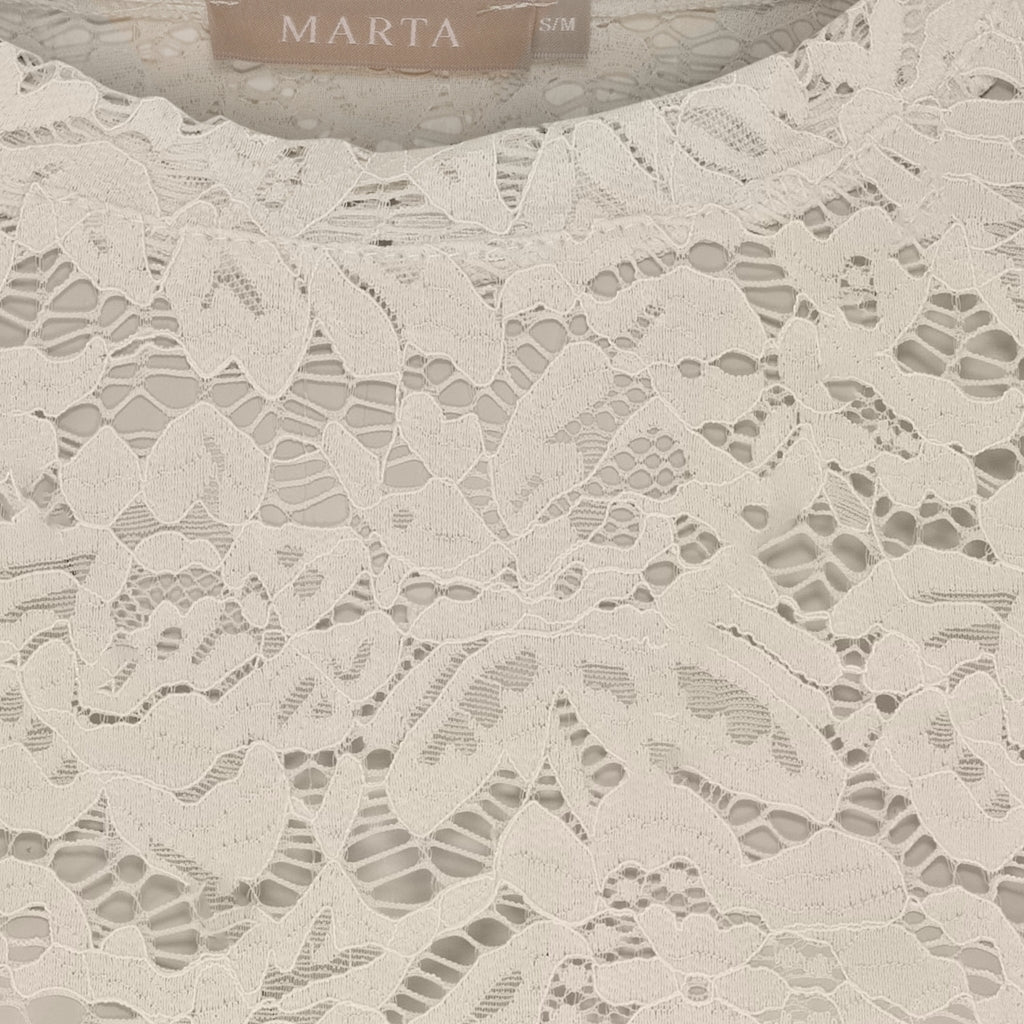 MARTA DU CHATEAU Marta du Chateau dam långärmad spets-t-shirt MdcMilley 7707 LS Tee Beige new
