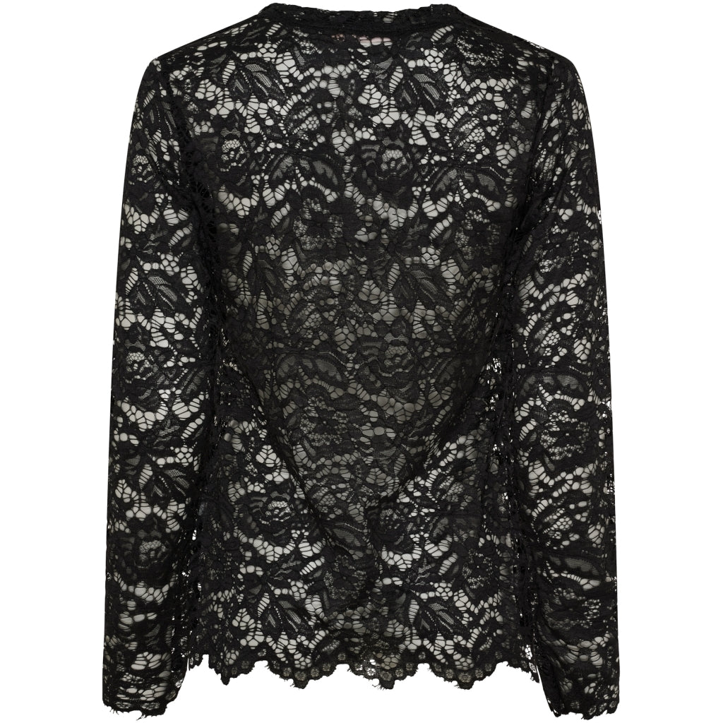 MARTA DU CHATEAU Marta du Chateau dam långärmad spets-t-shirt MdcMilley 7707 LS Tee Black