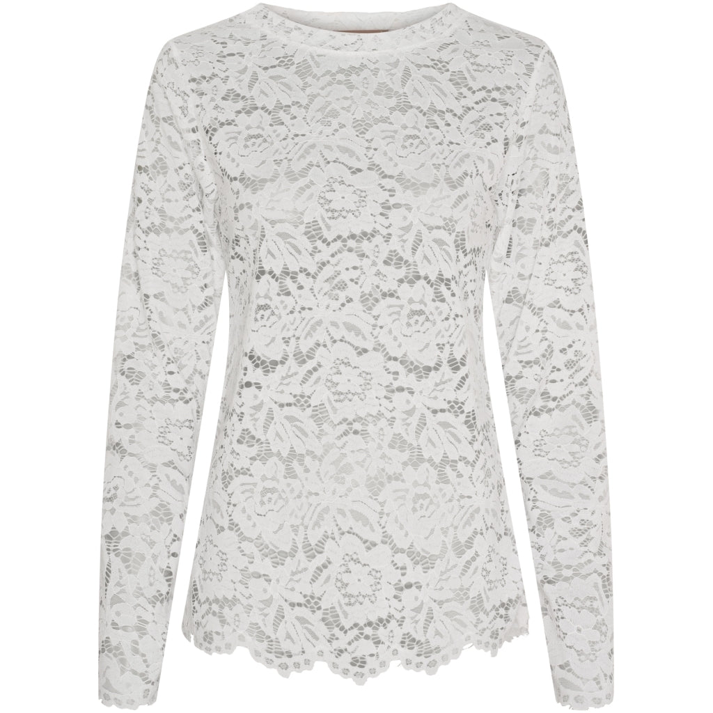 MARTA DU CHATEAU Marta du Chateau dam långärmad spets-t-shirt MdcMilley 7707 LS Tee White