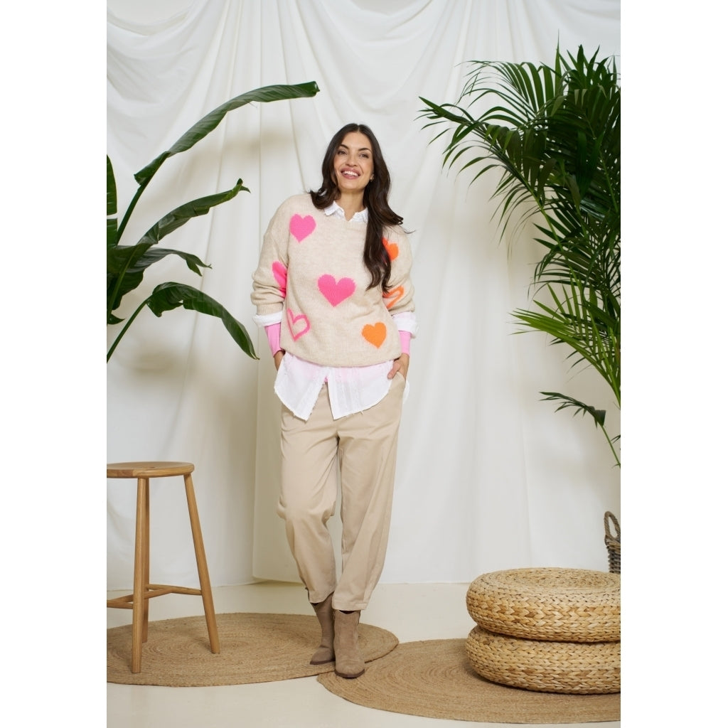 MARTA DU CHATEAU Marta du Chateau dam stickad tröja MdcAmarante 64023 Knit Beige/Pink/Orange