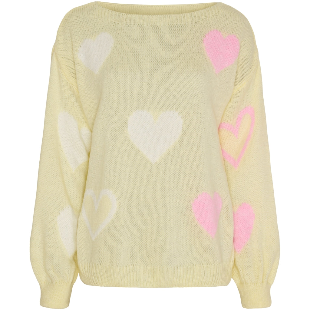MARTA DU CHATEAU Marta du Chateau dam stickad tröja MdcAmarante 64023 Knit Yellow/Panna/Pink