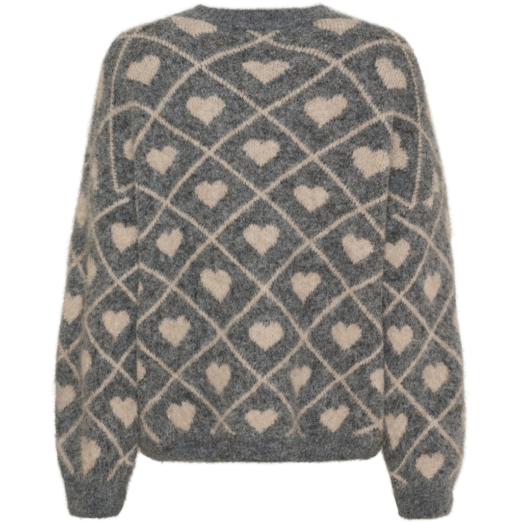 MARTA DU CHATEAU Marta du Chateau dam stickad tröja MdcFeray 8151 Knit Grigio9513/Beige9504