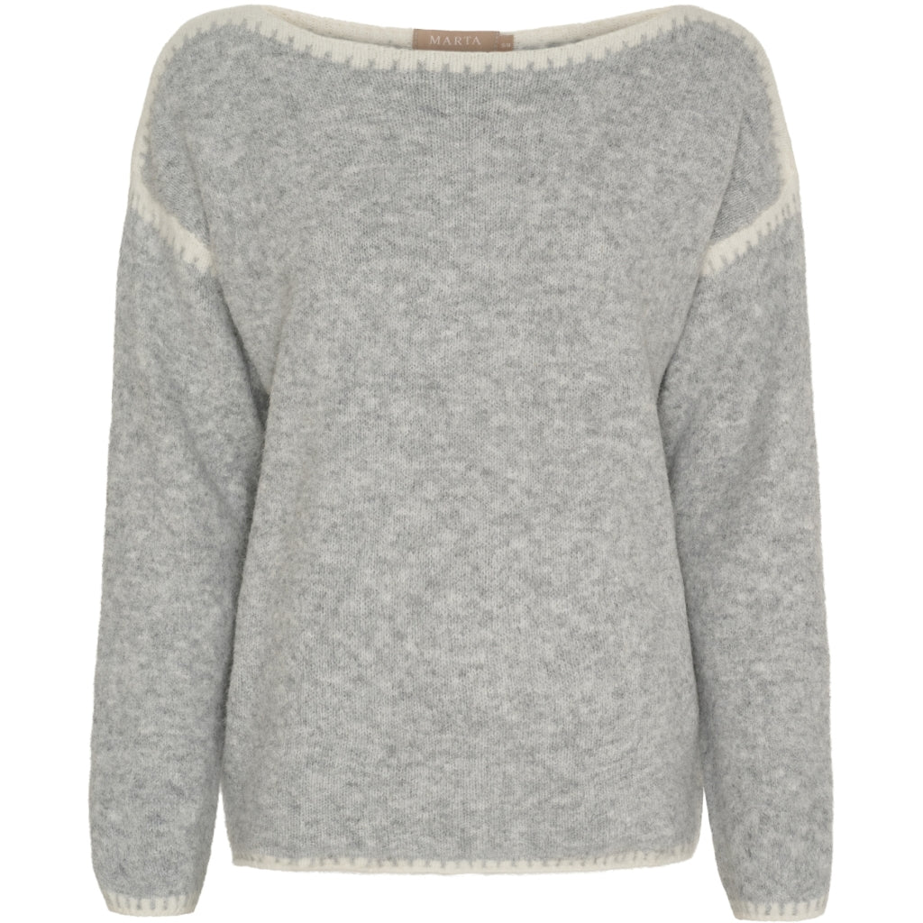 MARTA DU CHATEAU Marta du Chateau dam stickad tröja MdcLinette KN8032 Knit LightGreyW002