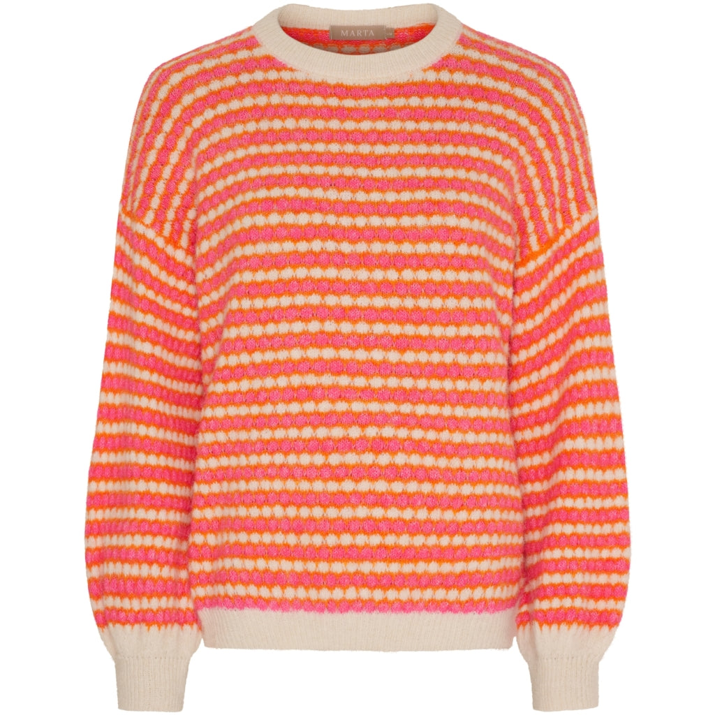 MARTA DU CHATEAU Marta du Chateau dam stickad tröja MdcRegitze 8278 Knit Orange/Fuxia