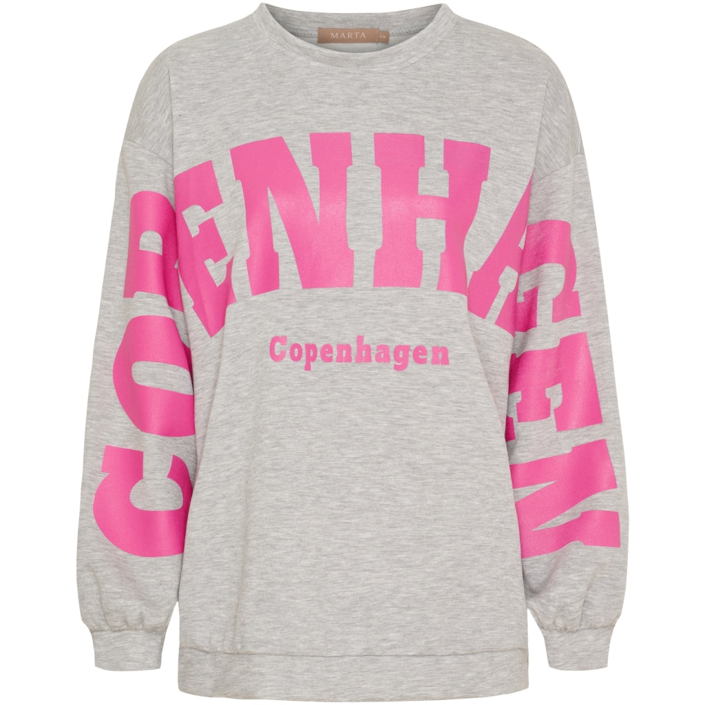 MARTA DU CHATEAU Marta du Chateau dam sweatshirt MdcHibiscus 22659 Sweatshirt Grey/Pink