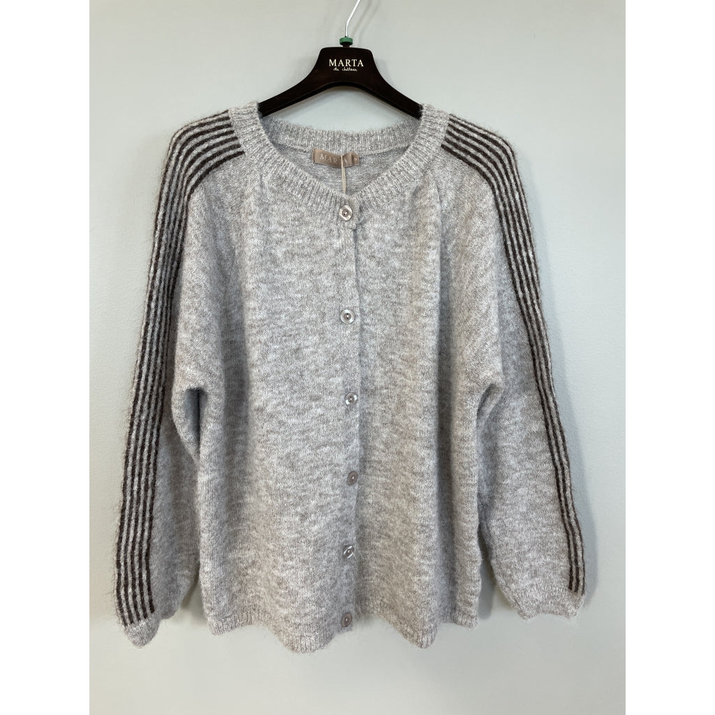 MARTA DU CHATEAU Marta du chateau Dam Stickad MdcVellie 8154- Knit Cardigan Fango/Moro