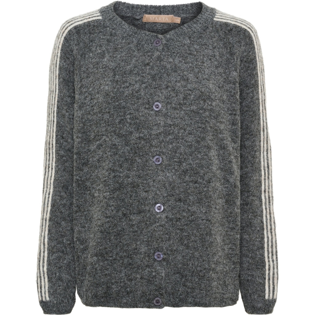MARTA DU CHATEAU Marta du chateau Dam Stickad MdcVellie 8154- Knit Cardigan Grigio004/Beige001