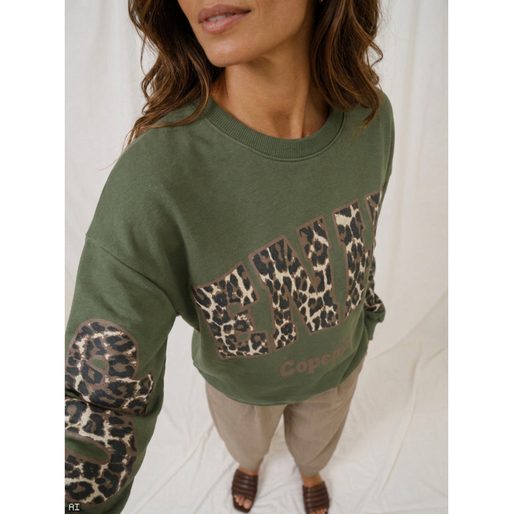 MARTA DU CHATEAU Marta du chateau Dam Sweatshirt MdcSevilla 22659Leo Sweatshirt Military/Leo