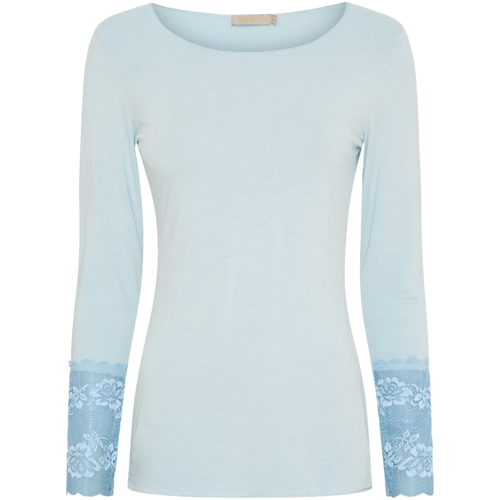 MARTA DU CHATEAU Marta du chateau dam blus 11297 T-shirt long sleeves Denim Chiaro