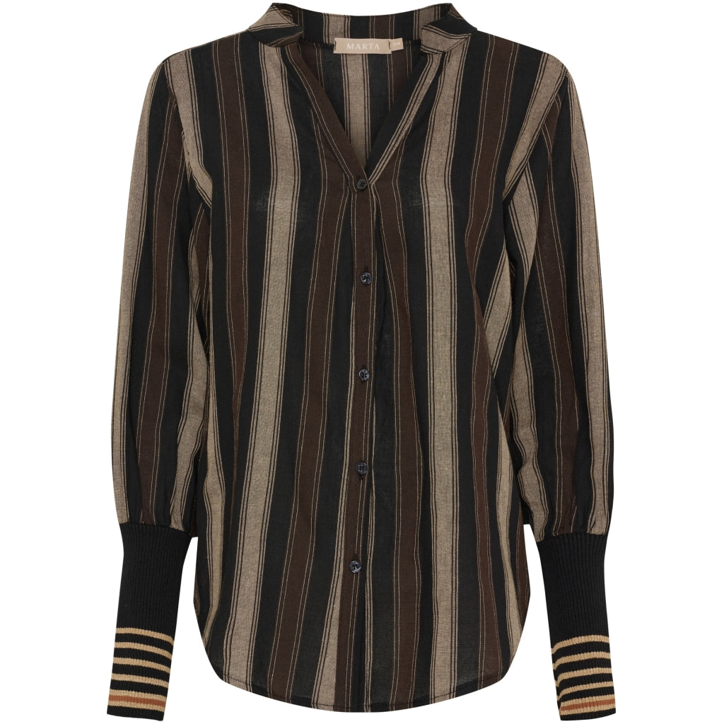 MARTA DU CHATEAU Marta du Chateau dam skjorta MdcPeyton 25161 Shirt Black/Camello2